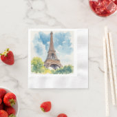 エッフェル塔 水彩画 パリ フランス 絵画 縁ありカクテルナプキン (インサイチュ)
