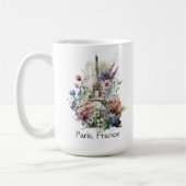 エッフェル塔 水彩花 フランス パリ コーヒーマグカップ (左)