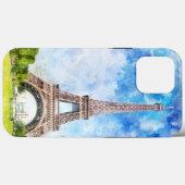 エッフェル塔 水彩 パリ スカイライン アートプリント Case-Mate iPhoneケース (裏面 (横))