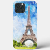 エッフェル塔 水彩 パリ スカイライン アートプリント Case-Mate iPhoneケース (裏面)