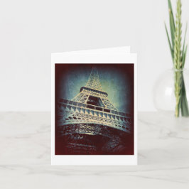 エッフェル塔、深い金属の青、ブランク カード