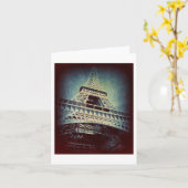 エッフェル塔、深い金属の青、ブランク カード (黄色い花)