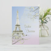 エッフェル塔+渦巻き　ウェディング招待状 招待状 (スタンド正面)