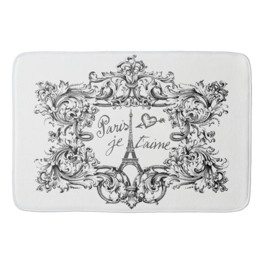 エッフェル塔"私は愛しますパリ" "パリJeのtaime "を バスマット (正面)