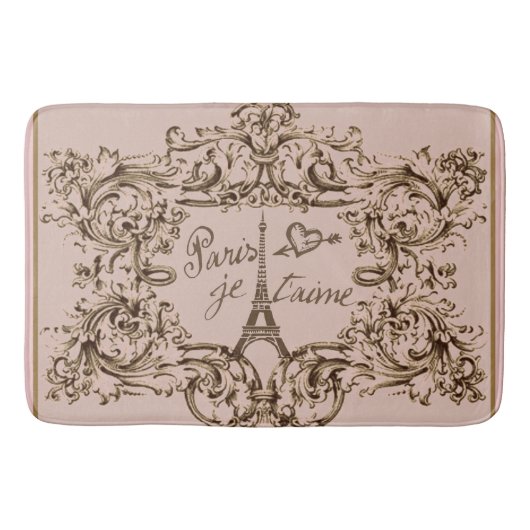 エッフェル塔"私は愛しますパリ" "パリJeのtaime "を バスマット (正面)