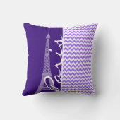 エッフェル塔; 紫色のシェブロン クッション (裏面)