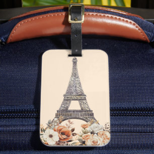 エッフェル塔 美しい花 フランス パリの旅 ラゲッジタグ