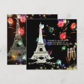 エッフェル塔+花火 シャンパンの泡 招待状 (正面/裏面)