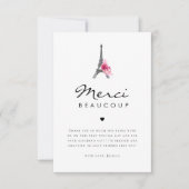 エッフェル塔 Merci Beaucoup フランスのウェディングシャワーのお礼カード サンキューカード (正面)