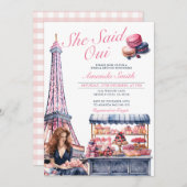 エッフェル彼女はウィブライダルシャワーカフェパティッセリーと述べた 招待状 (正面/裏面)