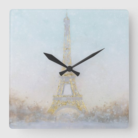 エッフェルToweの水彩画|のイメージ スクエア壁時計 (正面)