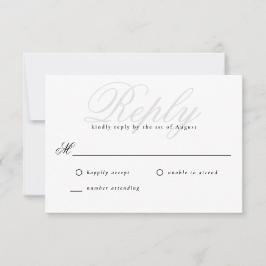 エッモダンジエレガントミニマルモノグ結婚ラム 出欠カード (正面)