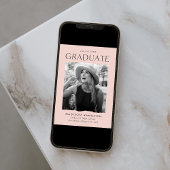 エッモダンジ赤面ピンクの写真の卒業式 案内状