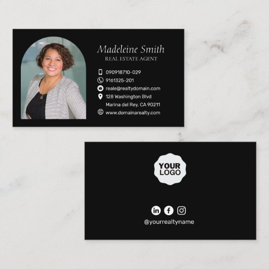 エテお洒落実在ートエージェントブラックプロフェッショナル 名刺 (正面/裏面)