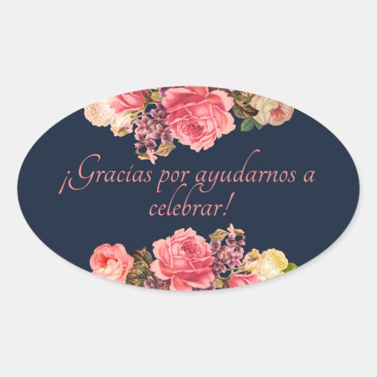 エティケタスデレガロデネイビイピンクロース 楕円形シール (正面)