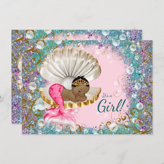 エティックマーメイドベビーシャワー招待状 招待状 (正面/裏面)