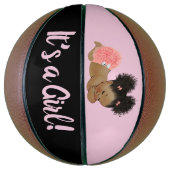 エティック赤ちゃんシャワー性別リビールガールピンク バスケットボール (縦)