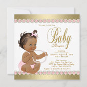 エティック・ガール・ダイアモンズ真珠ピンク金ゴールド赤ちゃんシャワー 招待状 (裏面)