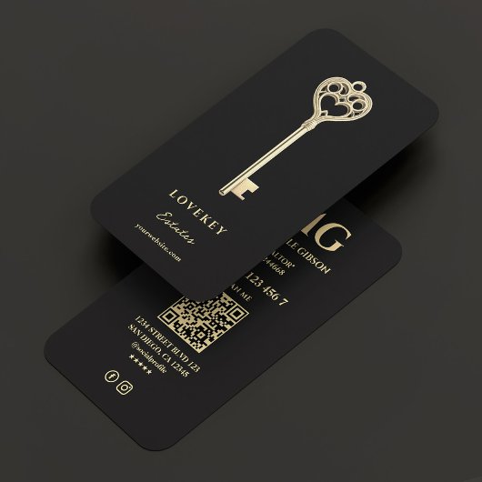 エテエレガント実在ートヴィンテージ鍵不動産仲介業者ブラック 名刺