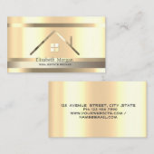 エテエレガント実在ート金ゴールドストライプのハウスルーフ金ゴールド 名刺 (正面/裏面)