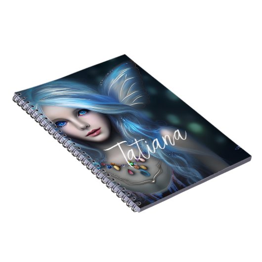 エテパーソナライズされたリア神秘的な青い妖精 ノートブック (右側)