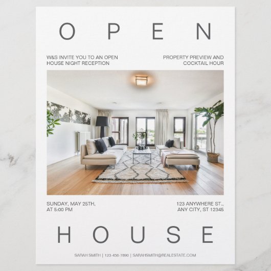 エテモダン実在ートオープンハウス招待状テンプレート チラシ (正面)