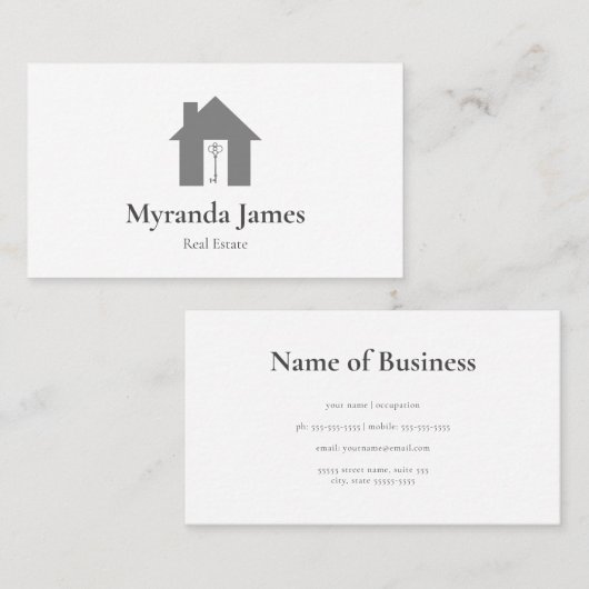 エテモダン実在ートシンプルグレーハウス不動産仲介業者 名刺 (正面/裏面)