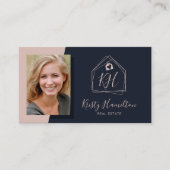 エテモダン実在ートプロフェッショナルネイビー赤面QRコード 名刺 (正面)