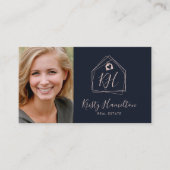 エテモダン実在ートプロフェッショナル不動産仲介業者ネイビー赤面 名刺 (正面)