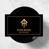 エテモダン実在ート代理店金ゴールドハウスロゴ&ブラック 名刺