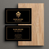 エテモダン実在ート代理店金ゴールドハウスロゴ&ブラック 名刺