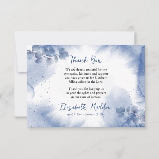 エテリアソフトブルーユーカリ葬儀 サンキューカード (正面)