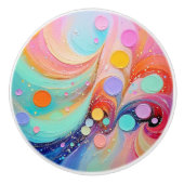 エテリアパステル抽象芸術アートドリーミーコットンキャンディ セラミックノブ (正面)