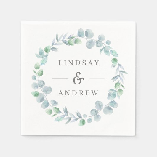 エテリアユーカリリースダスティブルー結婚ズ スタンダードカクテルナプキン (正面)