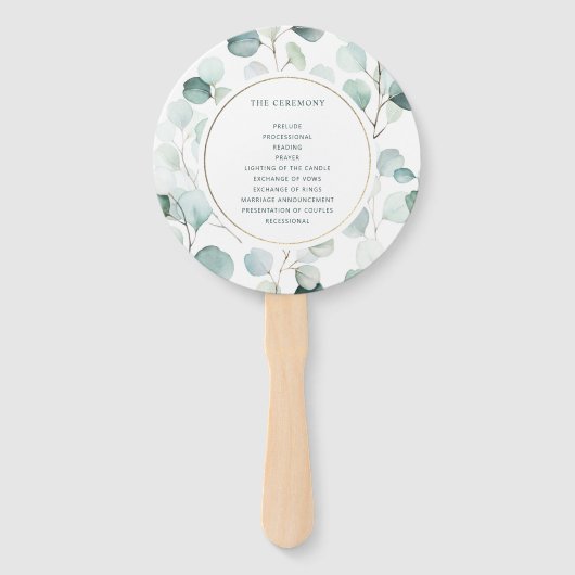 エテリアユーカリ金ゴールドグリーン結婚式 プログラム ハンドファン (裏面)