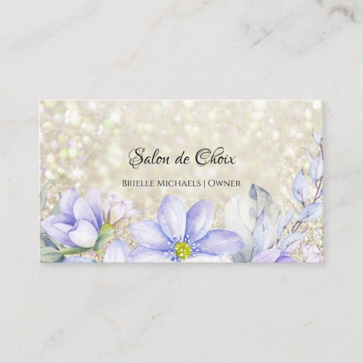 エテリアラベンダーフローララグジュアリーグリッターサロン 名刺 (正面)