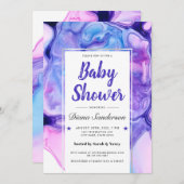 エテリアルウェーブベビーシャワー招待状パープルガール 招待状 (正面/裏面)