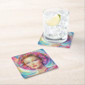 エテリアルクラウンポートレート スクエアペーパーコースター (インサイチュ)