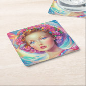 エテリアルクラウンポートレート スクエアペーパーコースター (アングル)