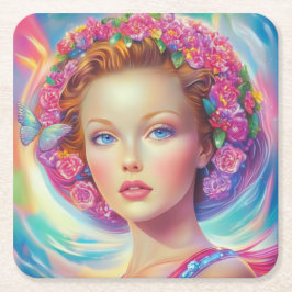 エテリアルクラウンポートレート スクエアペーパーコースター