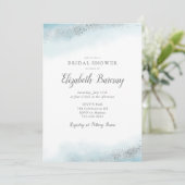 エテリアルブルーシルバーグラデーションブライダルシャワー 招待状 (スタンド正面)