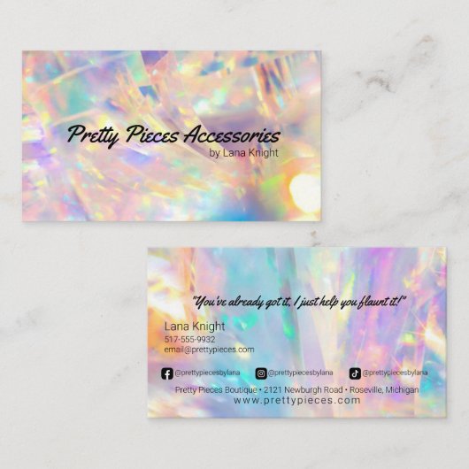 エテリアルルミネッセント衣料ブティックまたはジュエリー 名刺 (正面/裏面)