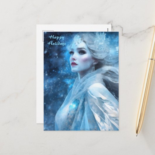 エテリアル凍っていスノウクイーンファンタジーアート シーズンポストカード (正面/裏面インサイチュ)