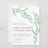 エテリアールグリーン |垂直植物学葉結婚のs 招待状 (正面)