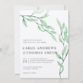 エテリアールグリーン |垂直植物学葉結婚のs 招待状 (正面)