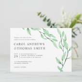 エテリアールグリーン | Chic Botanical 葉結婚s 招待状 (スタンド正面)