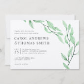 エテリアールグリーン | Chic Botanical 葉結婚s 招待状 (正面)