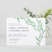 エテリアールグリーン | Chic Botanical 葉結婚s 招待状 (スタンド正面)