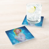 エテリアール女神ポートレート – シュルレアルファンタジー ガラスコースター (アングル)