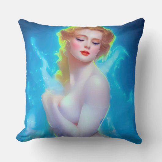 エテリアール女神ポートレート – シュルレアルファンタジー クッション (正面)